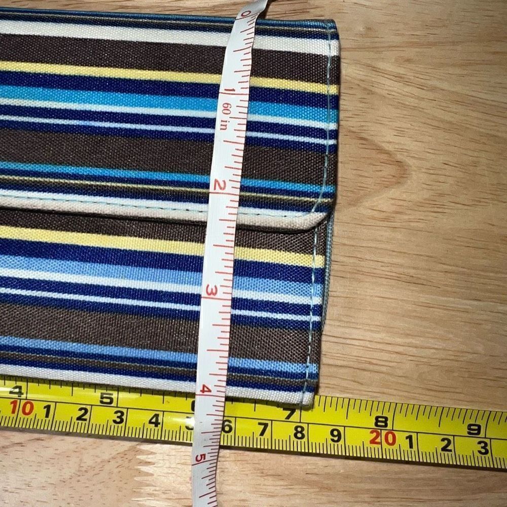 Striped Long Wallet, Removable Checkbook Holder & Credit Card Slip Pockets - Picture 4 of 8